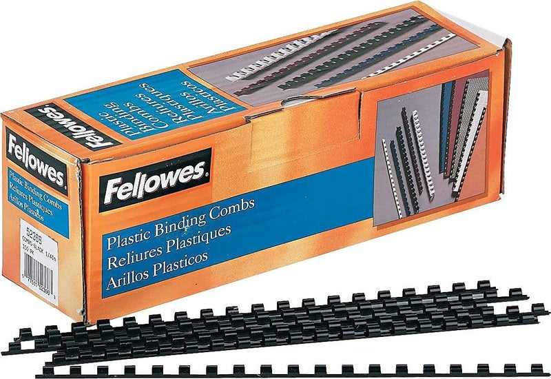 Fellowes Plastic Comb Binding Spines, 1/4 Inch Diameter, Black, 20 Sheets, 100 Pack (52366) - Image 3